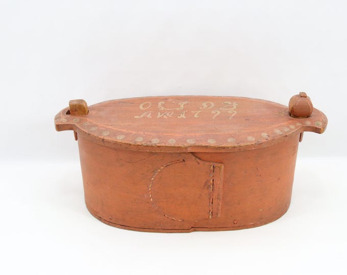 Norwegian Primitive Bentwood Tine Dated 1799 | Scandinavian Folk Art Wedding Box | Antique Bridal Gift Storage Chest