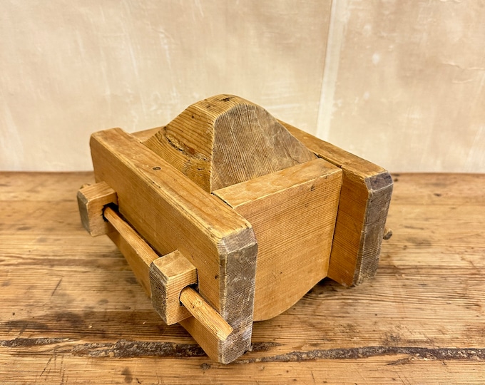 Antique Wooden Butter/Cheese Mold - Rustic Kitchen Tool with Beautiful Carvings - Vintage Farmhouse Decor