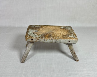 Antique 19th Century Norwegian Handmade Small Milk Chair with Beautiful Patina - Rustic Home Decor