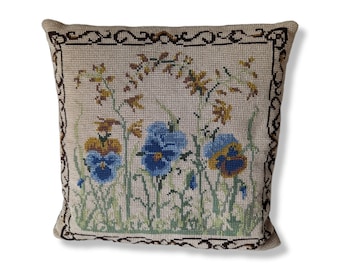 Embroidered Pillow, Colorful Abstract, Art Cushion Cover, Multi-colored Pillow Cover, Farmhouse Textile, Housewarming Gift, Boho Home Decor