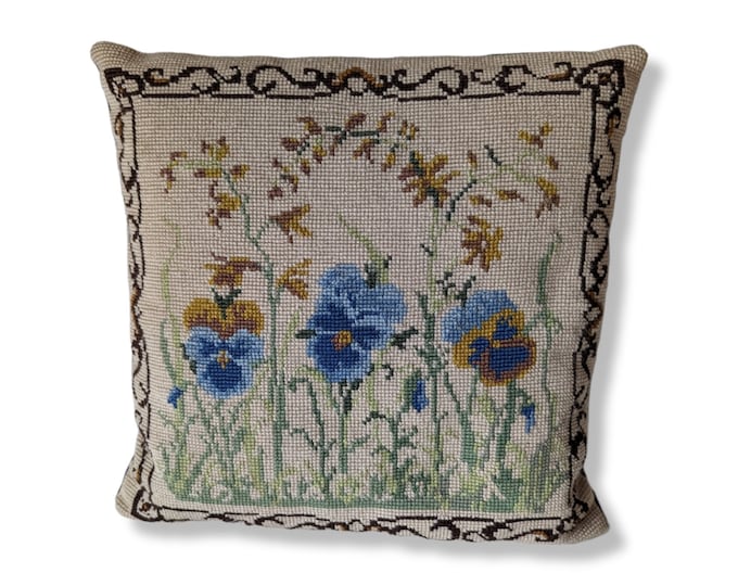 Embroidered Pillow, Colorful Abstract, Art Cushion Cover, Multi-colored Pillow Cover, Farmhouse Textile, Housewarming Gift, Boho Home Decor