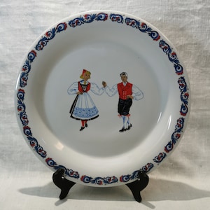 Vintage Hand Painted Norwegian Folk Art Dish | Scandinavian Decorative Collectible