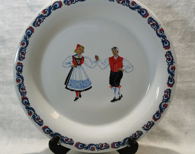 Vintage Hand Painted Norwegian Folk Art Dish | Scandinavian Decorative Collectible