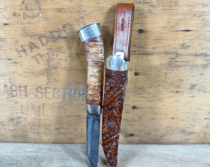 Hand-Made Norwegian Hunting Knife by L.K.K | Silver Stamped 925s