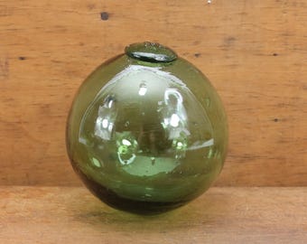 1920s Norwegian Glass Float | Moss Marked Blown Glass | Maritime Antique Decor | Vintage Nautical Collectible