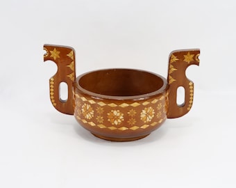 Vintage Retro USSR Decorative Bowl with Straw Insert - 1980s Home Decor