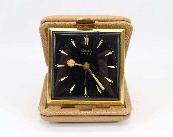 Kienzle Travel Alarm Clock 7 Jewels | 1950s German Mechanical Folding Clock | Vintage Mid Century Design