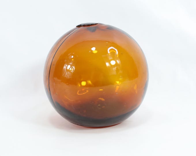 Norwegian Old Fishing Float 1940s | Maritime Treasure | Reddish Brown Glass Ball | Nautical Nostalgia | Collector's Item
