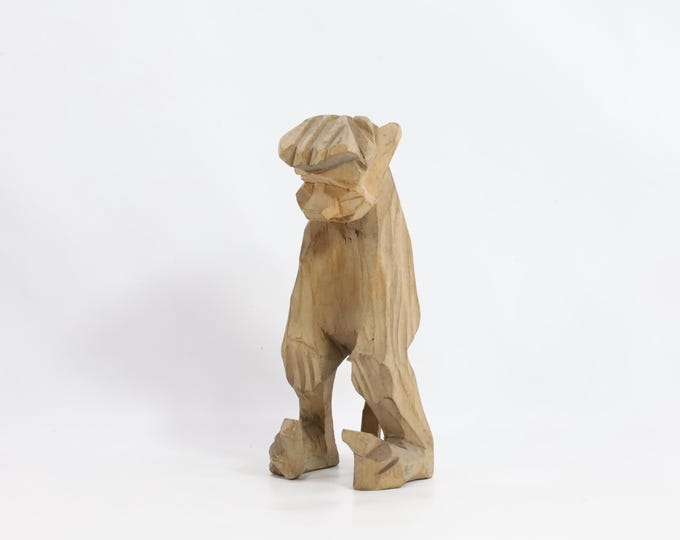 Norwegian Hand-Carved Troll | 1960s Wooden Figure | Nordic Folklore Decor | Scandinavian Mystique | Collector's Item