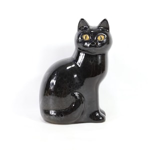 Lisa Larson Black Cat Murre | Gustavsberg Studio Sweden | 1970s Ceramic Sculpture | Cat Lover Gift | Art Collectible
