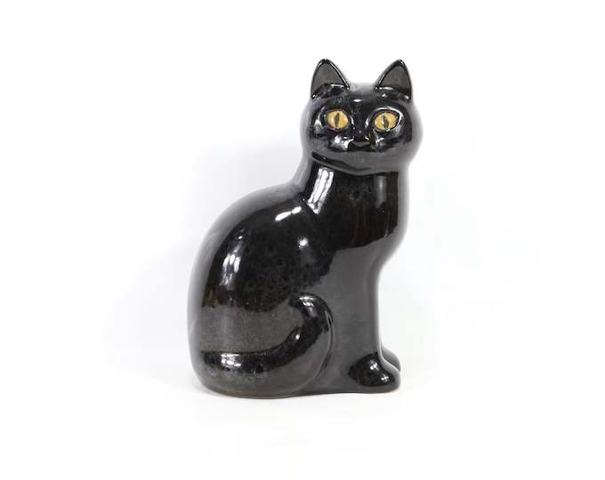 Lisa Larson Black Cat Murre | Gustavsberg Studio Sweden | 1970s Ceramic Sculpture | Cat Lover Gift | Art Collectible