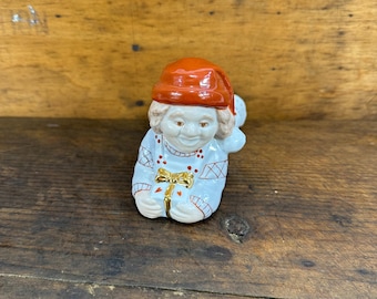 Vintage Norwegian Porsgrund Porcelain Figurine | Hand-painted Santa Girl | Christmas Decor | Holiday Collectible
