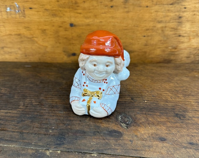 Vintage Norwegian Porsgrund Porcelain Figurine | Hand-painted Santa Girl | Christmas Decor | Holiday Collectible