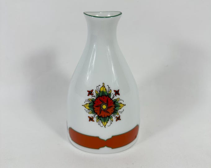 Elegant Vintage Norwegian Vase - Porsgrunn Porcelain - Telemark Farmers Rose Nordic Pattern - Bondemønster 1986