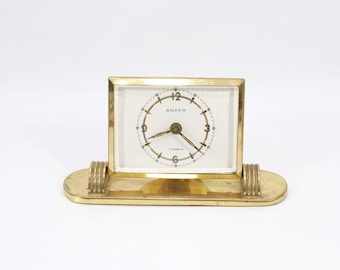 Anker Brass Desk Alarm Clock 7 Jewels | 1950s–1960s German Mechanical Table Clock | Mid Century Vintage Decor