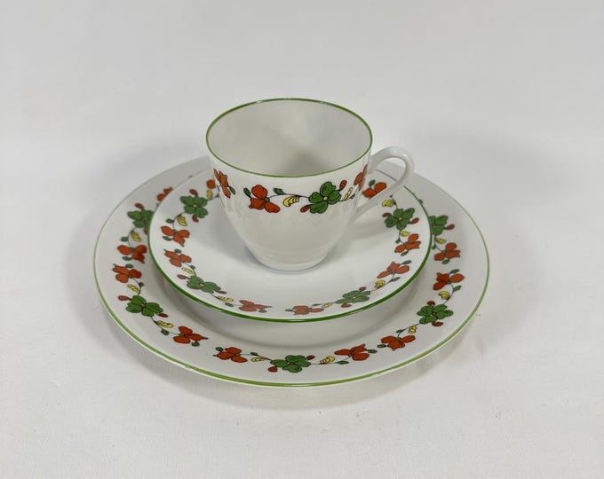 Vintage Norwegian Porsgrund Farmers Rose 3-Piece Breakfast Set