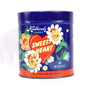 Kiellands Candy &quot;Sweetheart&quot; Tin Box | 1940 Vintage Collectible | Nordic Charm | Floral Design | Retro Gift