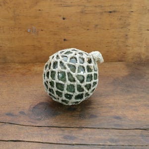 Unique Old Fishing Float with Netted Hemp - Norwegian Glass Float with  Green Color