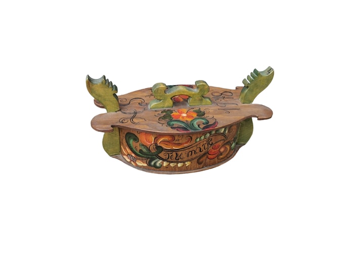 Norwegian Bentwood Box - vintage Rose painted Tine Box