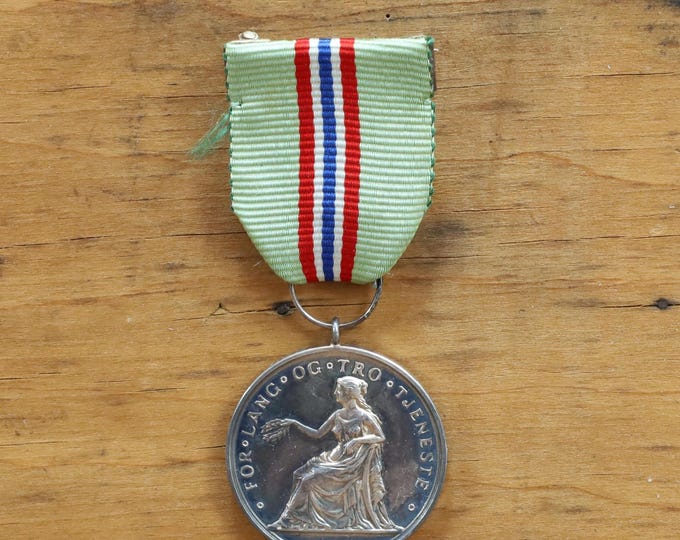 Long and Faithful Service Silver Medal | Issued 1971 | Kongsberg Mint | Royal Norwegian Society Award | Employee Loyalty Token