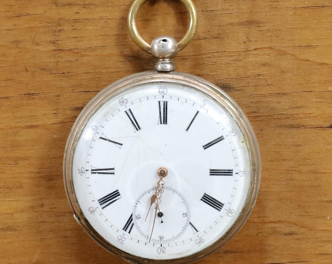 Classic Key Wind Pocket Watch | Genuine Silver | Antique Condition | Collectors Watch | Patina Finish | Vintage Gift