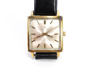 Certina Town & Country 30mm Gold-Plated Wristwatch | 1960s Mechanical Watch | Classic Timepiece | Collector's Item