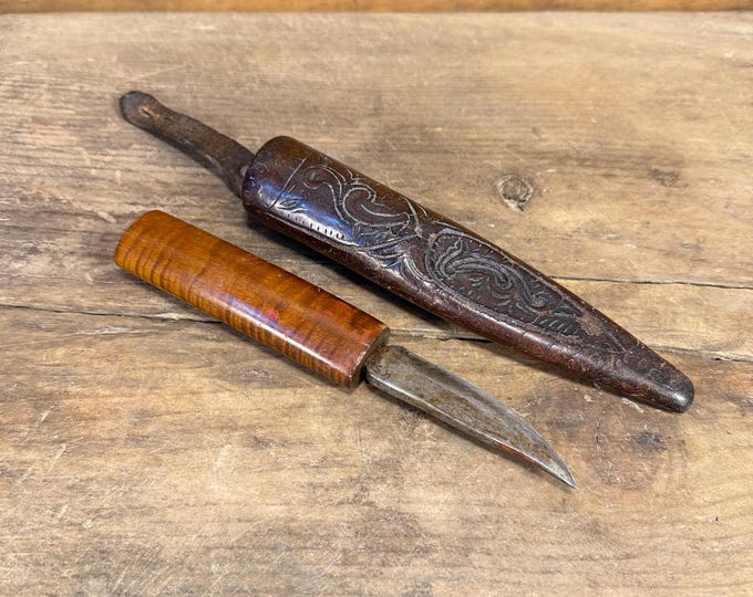 Custom Hand-Made Hunting Knife with Handmade Blade & Nordic Leather Sheath