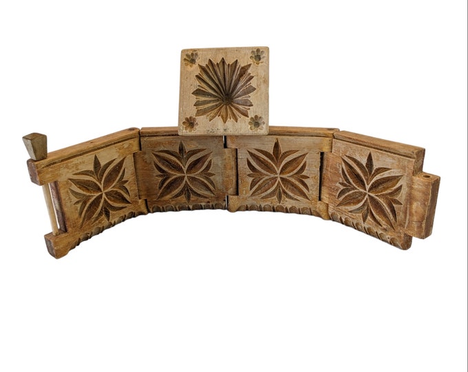 Vintage Norwegian Handmade Wooden Butter and Cheese Mold - Traditional Nordic Patterns - Farmhouse Decor