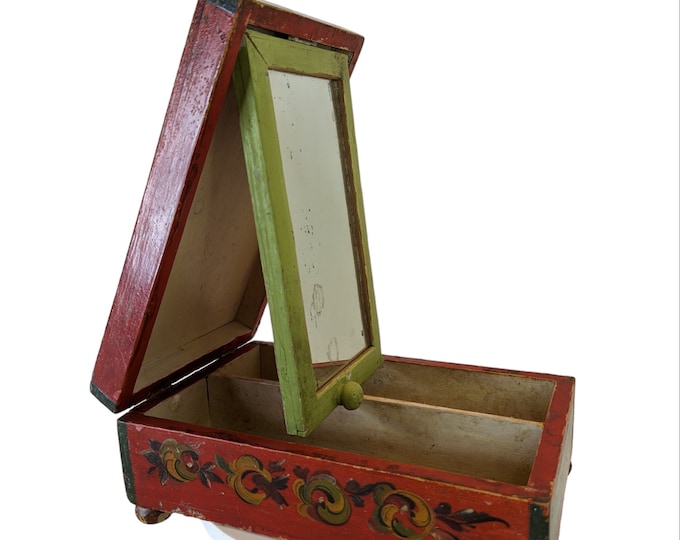 Barber Set, Jewelry box, Treasure box, Trinket box, Nordic Pattern, Scandinavian Os painted, nordic Vintage, Os painted