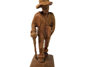 Norwegian Hand Carved Wooden Figurine 1950s | Vintage Wooden Art | Scandinavian Decor | Collectible Figurine | Norwegian Wood Art
