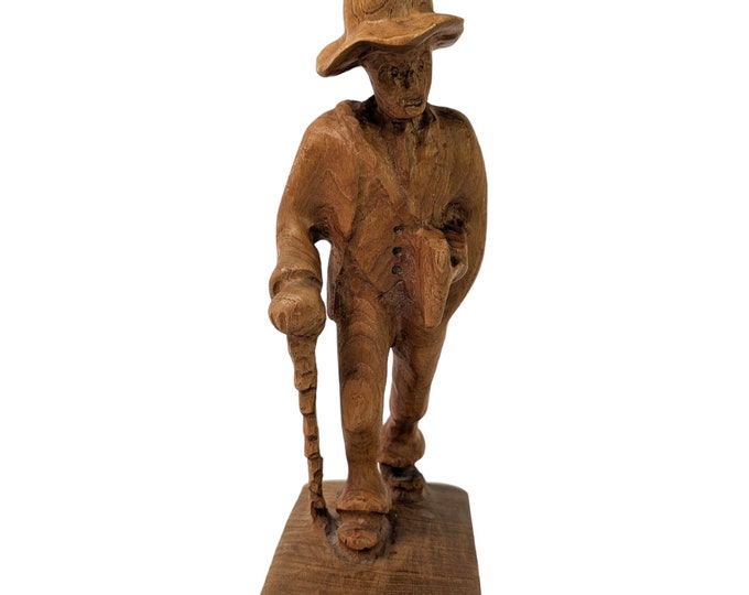 Norwegian Hand Carved Wooden Figurine 1950s | Vintage Wooden Art | Scandinavian Decor | Collectible Figurine | Norwegian Wood Art