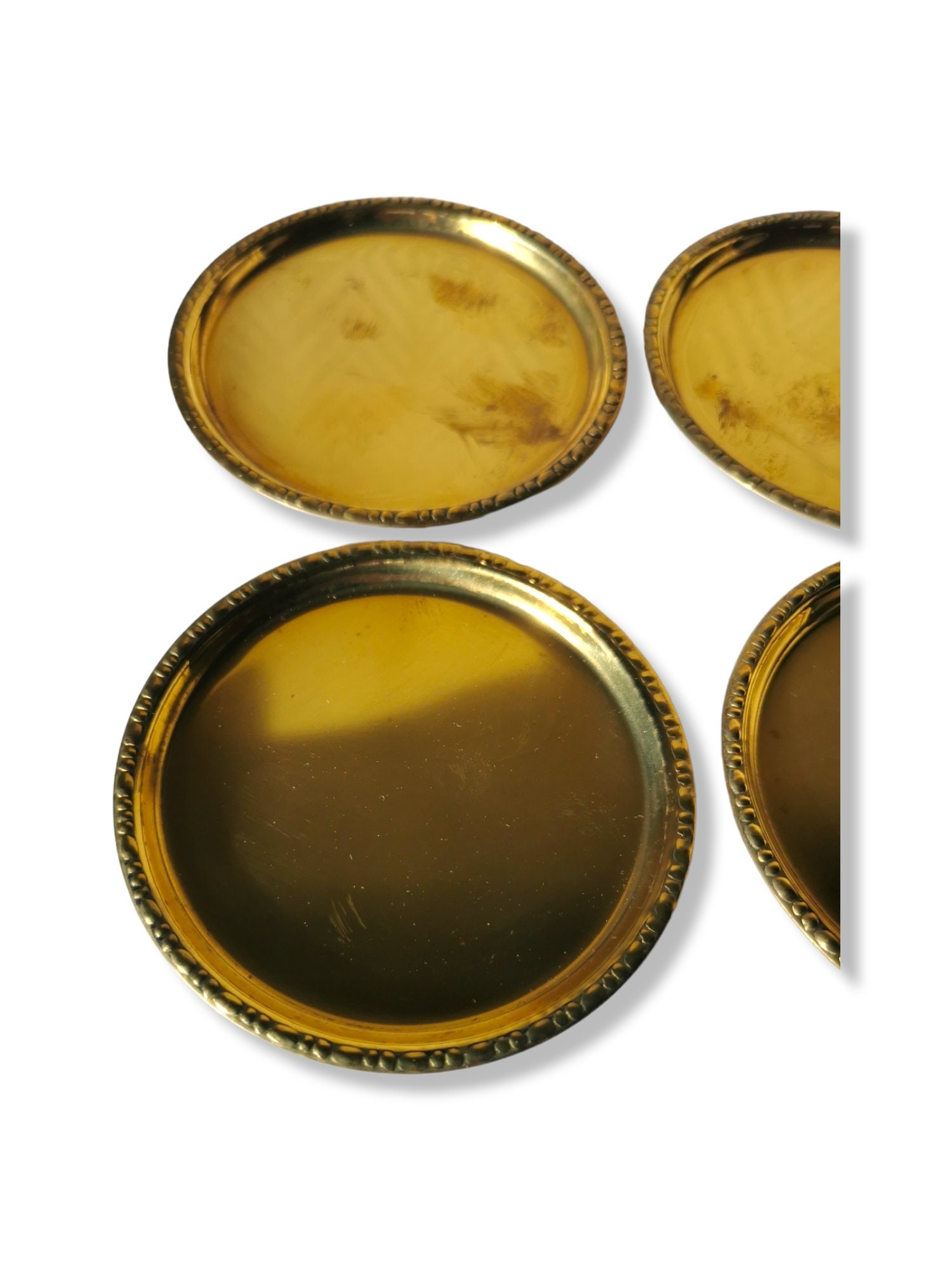 Handmade Vintage Norwegian Brass Coasters - Set of 6 - Odel