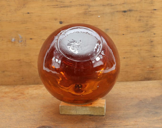 Norwegian Old Fishing Float 1940s | Maritime Treasure | Reddish Brown Glass Ball | Nautical Nostalgia | Collector's Item