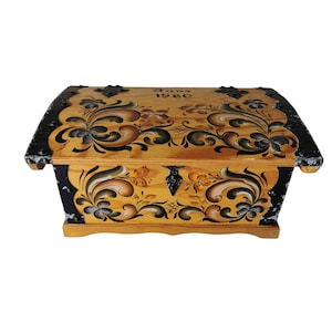 Norwegian traditional wooden Jewelry box - Treasure box  or Trinket box