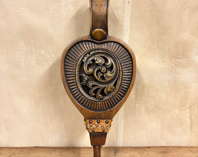 Exquisite Norwegian Vintage Fireplace Blower - Hand Carved Rose Pattern - Unique Home Decor