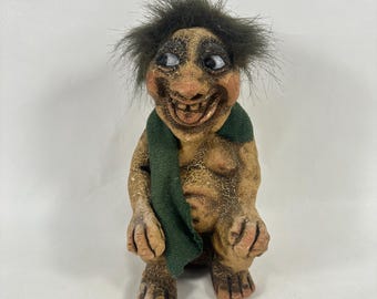 Vintage Norwegian relaxing Troll Figurine - NyForm Folklore Collectible with Exquisite Detail