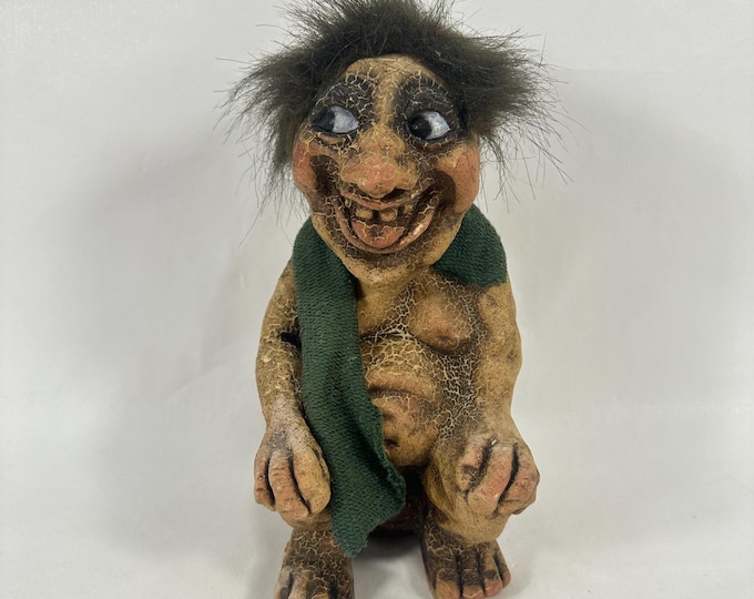 Vintage Norwegian relaxing Troll Figurine - NyForm Folklore Collectible with Exquisite Detail