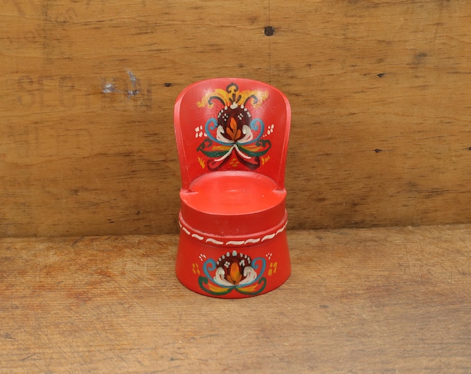 Vintage Norwegian Rose Painted Miniature Chair - Nordic Collection Decor