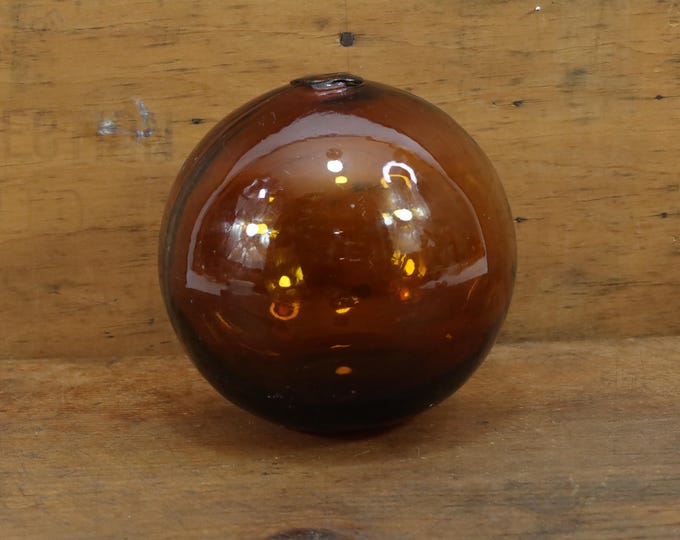 Norwegian Old Fishing Float 1940s | Maritime Treasure | Reddish Brown Glass Ball | Nautical Nostalgia | Collector's Item