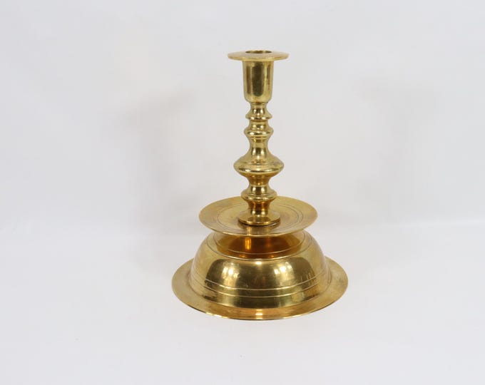 Vintage Norwegian 1970s Candlestick Holder | Handmade Brass | Folk Art Decor | Rustic Scandinavian Charm