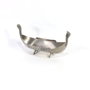 Norwegian Pewter Viking Ship | Norse Collector&#39;s Item | 1970s Nordic Collectible | Dragon Head & Shields | Viking Ship Decor