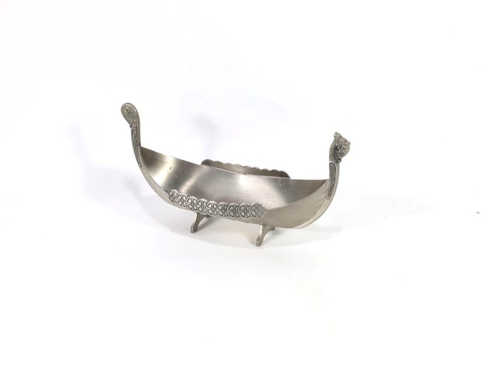 Norwegian Pewter Viking Ship | Norse Collector's Item | 1970s Nordic Collectible | Dragon Head & Shields | Viking Ship Decor