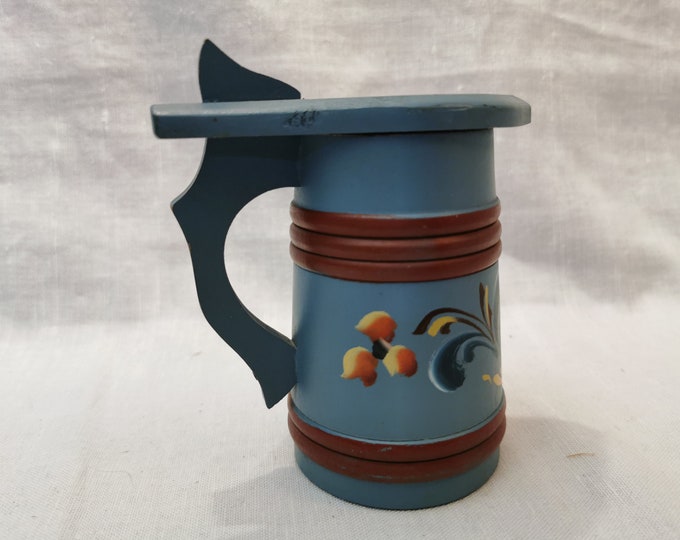 Vintage Norwegian Miniature Bent Wood Beer Stein/Pitcher | Hand Carved Gausdal Collectible, 1980s