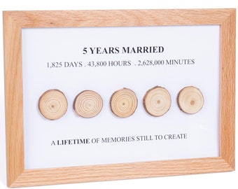 5 Year Wood Anniversary Gift for Husband and for Wife - Traditional Real Wood Print - 5 Year Anniversary Gift - Wood Gifts