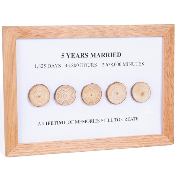 5 Year Wood Anniversary Gift for Husband and for Wife - Traditional Real Wood Print - 5 Year Anniversary Gift - Wood Gifts