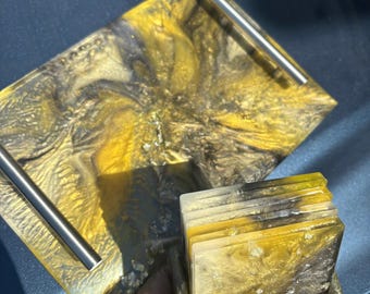 Handmade, Tray and coasters, resin art