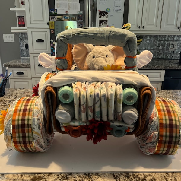 safari jeep diaper cake diy