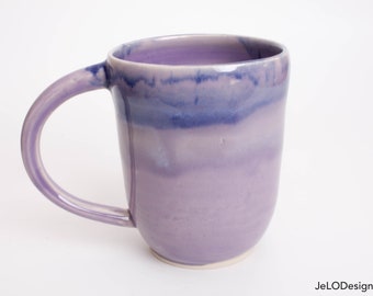Purple! Handmade mug in various shades of purple and blue, great for coffee, tea, beer, whatever you like!