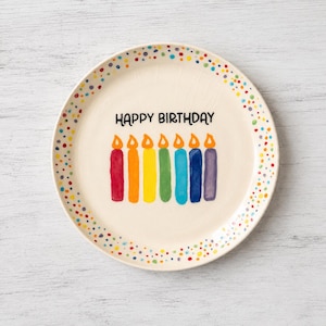 Hand Painted Birthday Plate, Ceramic Birthday Tradition Plate, Heirloom Celebration Plate, Handmade Pottery Gift