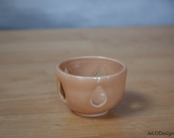 Pretty spring peachy votive or tea light Candle Holder, handmade, hand thrown and ceramic from JeLO Designs Pottery